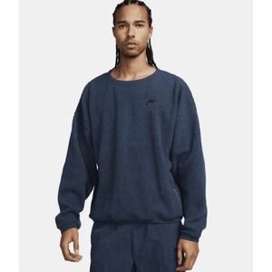 NEW Nike Fleece Sweatshirt Sherpa Crewneck Zip Pockets Men's XLarge FB8378-410